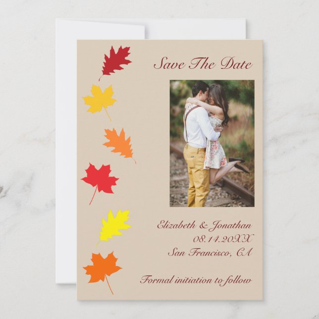 Reserve A Data Casamento de Folhas de Outono (Frente)
