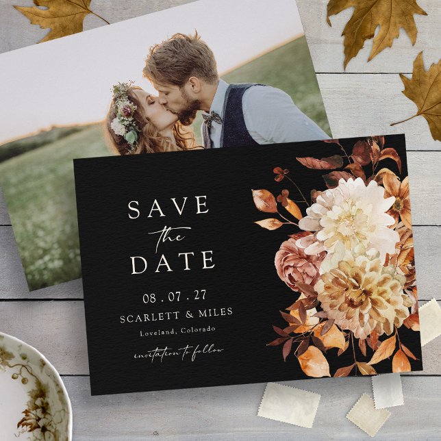 Reserve A Data Casamento de Folhas de Outono Foto (Photo Fall Leaves Wedding Save The Date
)