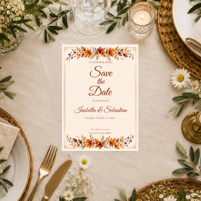 Reserve A Data Casamento de Folhas de Outono Rústico (Criador carregado)