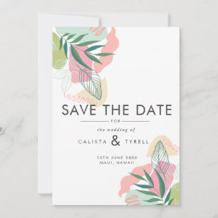 Reserve A Data Casamento de Folhas Tropicais abstrato