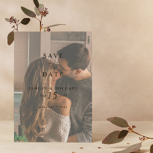 Reserve A Data Casamento de Foto Aquarela com Código QR em Vellum