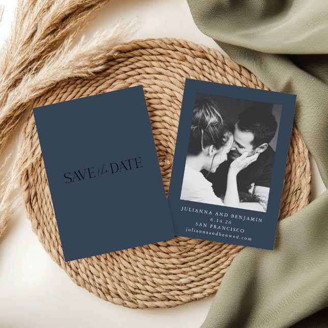 Reserve A Data Casamento de Foto Azul de Teal Escuro Elegante Min (Criador carregado)