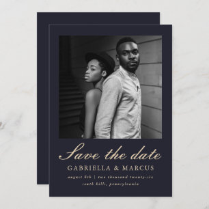 Reserve A Data Casamento De Foto Azul Elegante Salvar A Data