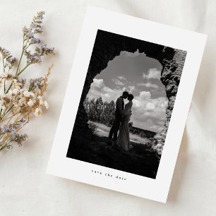 Reserve A Data Casamento de Foto Boho Rústico Preto e Branco Vint