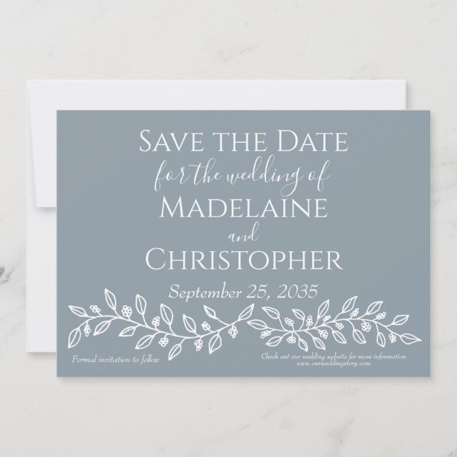 Reserve A Data Casamento de Foto Botânica Modern Boho Periwinkle (Frente)