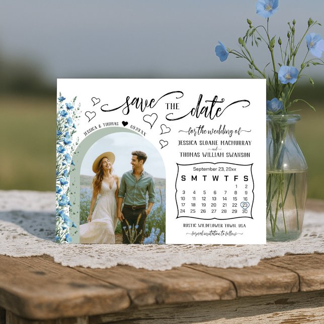 Reserve A Data Casamento de Foto & Calendário de Flores Silvestre (Criador carregado)