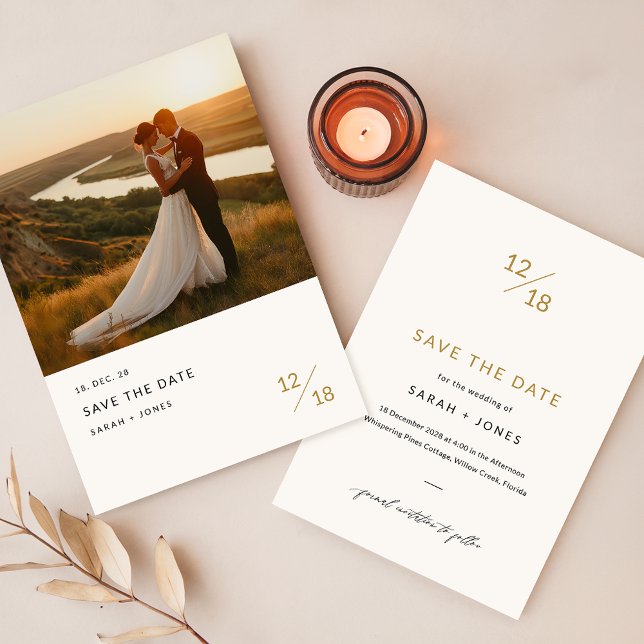 Reserve A Data Casamento de Foto Chic Simples e Moderno (Criador carregado)