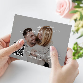 Reserve A Data Casamento de Foto Código QR Caligrafia Moderna  