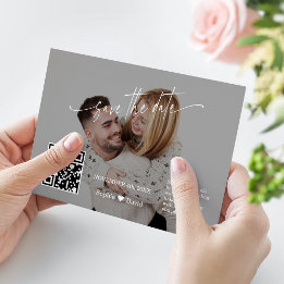 Reserve A Data Casamento de Foto Código QR de Caligrafia Moderna
