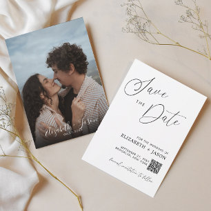 Reserve A Data Casamento de Foto Código QR Escrita Simples
