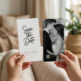 Reserve A Data Casamento de Foto com Código QR Moderno e Elegante