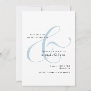 Reserve A Data Casamento de Foto com Escript Ampersand Azul Empoe
