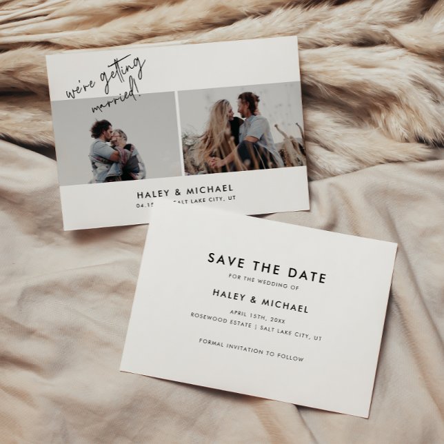 Reserve A Data Casamento de Foto com Letra Branca Minimalista 2 (Criador carregado)