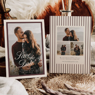 Reserve A Data Casamento de Foto com Letra Clássica em Borgonha e