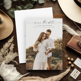 Reserve A Data Casamento de Foto com Letra Elegante