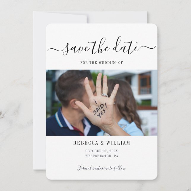 Reserve A Data Casamento de Foto com Letra Moderna (Frente)