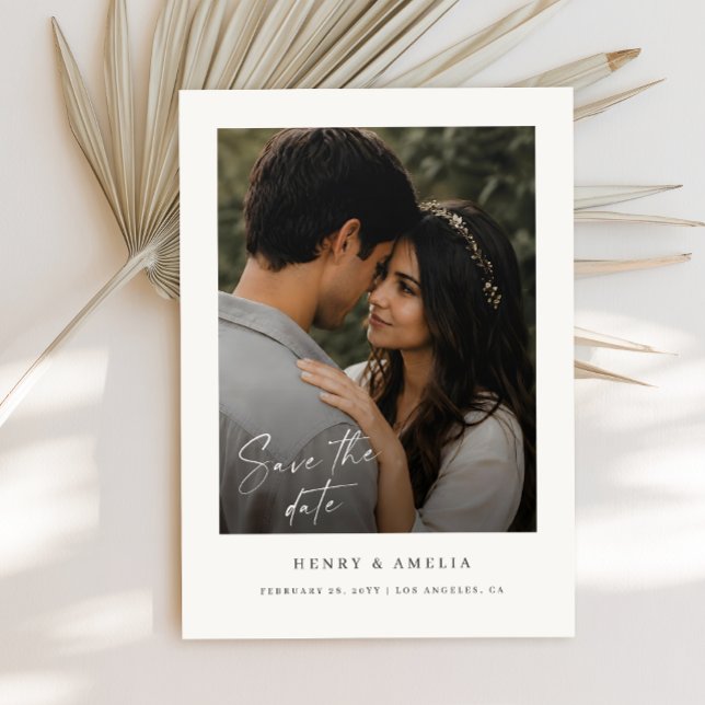 Reserve A Data Casamento de Foto com Letra Simples Moderna e Eleg (Criador carregado)