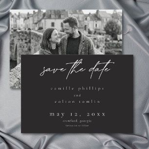 Reserve A Data Casamento de Foto com Tipografia Minimal Preta Mod