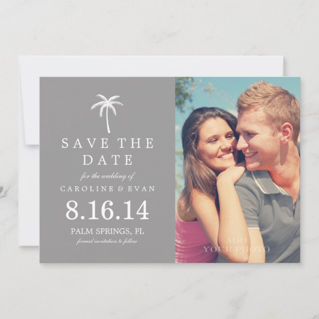 Reserve A Data Casamento de Foto da Árvore Palm Salve a Data {cin (Frente)