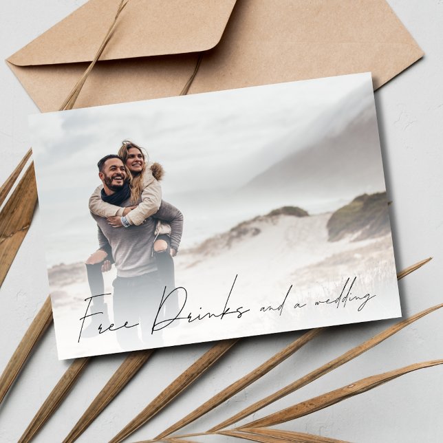 Reserve A Data Casamento de Foto de Bebidas Gratuitas Salvar a Da (Free Drinks Photo Wedding Save the Date)