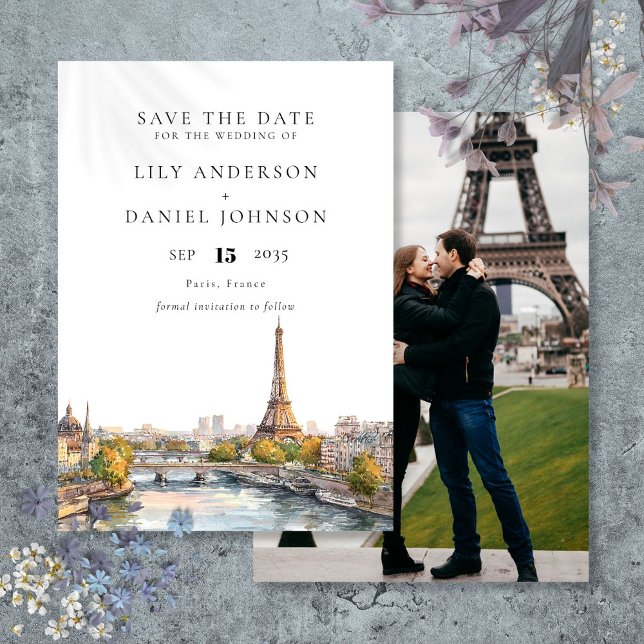Reserve A Data Casamento de Foto de Destino da França de Paris (Paris France Destination Photo Wedding Save The Date)
