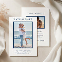 Casamento de Foto de Dois Lados Azul-Navy Elegante