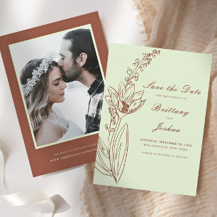 Reserve A Data Casamento de Foto de Flor Silvestre Boho com Ferru