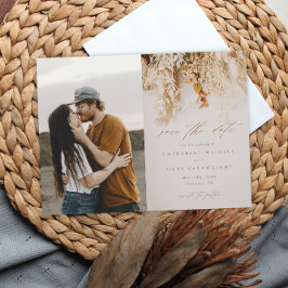 Reserve A Data Casamento de Foto de Flores de Outono Boho