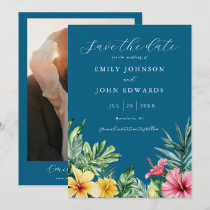 Reserve A Data Casamento de Foto de Flores Tropicais Elegantes em