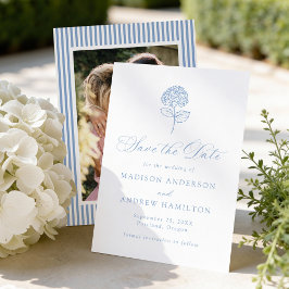 Reserve A Data Casamento de Foto de Hortênsia Azul Clássica