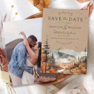 Reserve A Data Casamento de Foto de Montanha Boho em Aquarela Kra