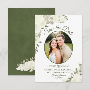 Reserve A Data Casamento De Foto De Oval Floral De Ivory White Wa