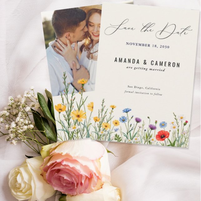 Reserve A Data Casamento de Foto de Prado de Flor Selvagem primav (Criador carregado)