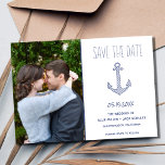 Reserve A Data Casamento de Foto de Praia de Âncora Náutica<br><div class="desc">Marque sua jornada romântica com nosso casamento de fotos da Anchor Náutica Salve a data, projetada para complementar perfeitamente o seu casamento na praia. Esta carta de inspiração náutica mistura maravilhosamente o amor do mar com o amor que você compartilha, criando um anúncio único e encantador para seu dia especial....</div>