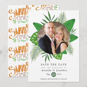 Reserve A Data Casamento de Foto de Praia de Verão Tropical
