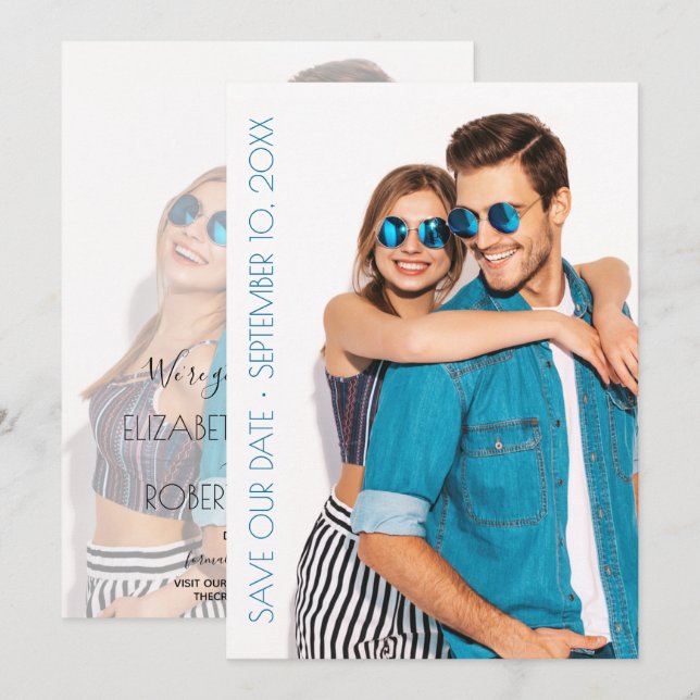 Reserve A Data Casamento de Foto de Script Casual Salvar a Data (Frente/Verso)