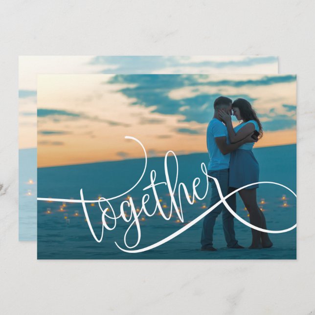 Reserve A Data Casamento de Foto de Script Moderno Salva A Data (Frente/Verso)