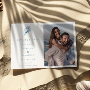 Reserve A Data Casamento de Foto de Seashell Floral Minimalista