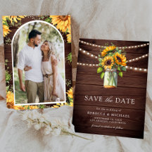 Casamento de Foto de Sunflower Barn Wood Mason Jar
