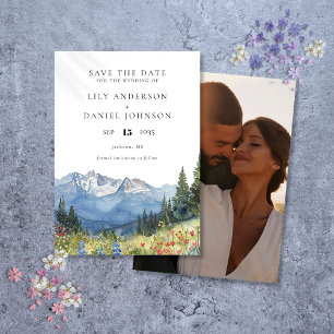 Reserve A Data Casamento de Foto de Watercolor Mountain Wildflowe