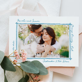 Reserve A Data Casamento de Foto Desenhado com Quadro Whimsical