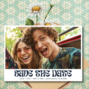 Reserve A Data Casamento de Foto do Código QR do Groovy Retro