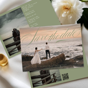 Reserve A Data Casamento de Foto do Código QR Elegante Clássico V