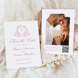 Reserve A Data Casamento de Foto do Monograma do Rosa Quartz Cres