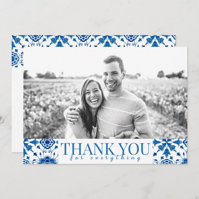 Reserve A Data Casamento de Foto do verão mediterrânico "Obrigado (Frente/Verso)