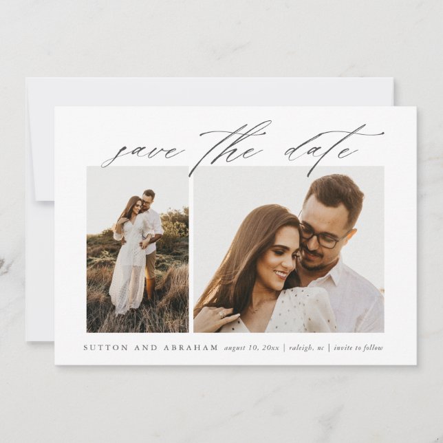 Reserve A Data Casamento de Foto Elegant Script 2 (Frente)