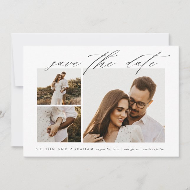 Reserve A Data Casamento de Foto Elegant Script 3 (Frente)
