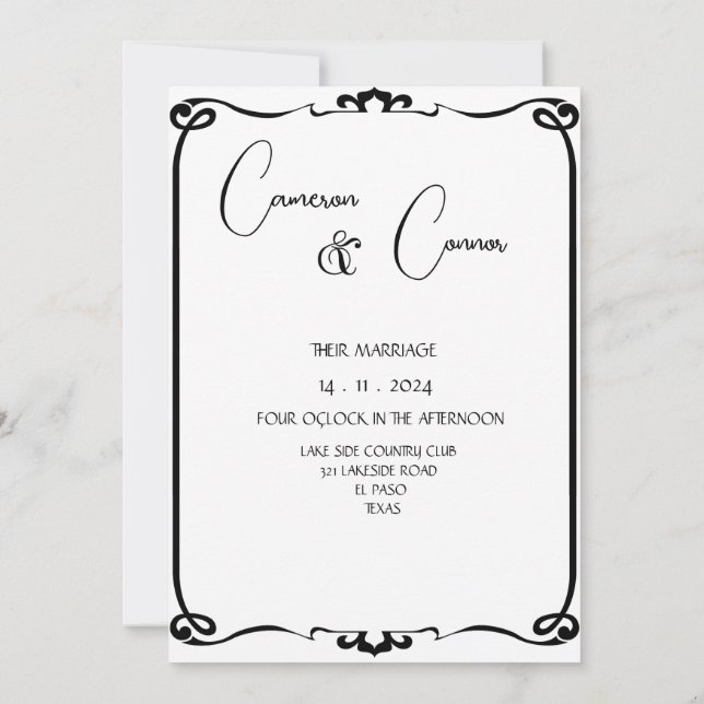 Reserve A Data Casamento de Foto Elegante (Verso)