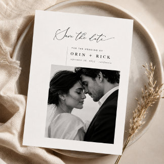 Reserve A Data Casamento de Foto Elegante Moderno com Letra