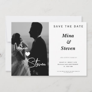 Reserve A Data Casamento de foto elegante preto e branco